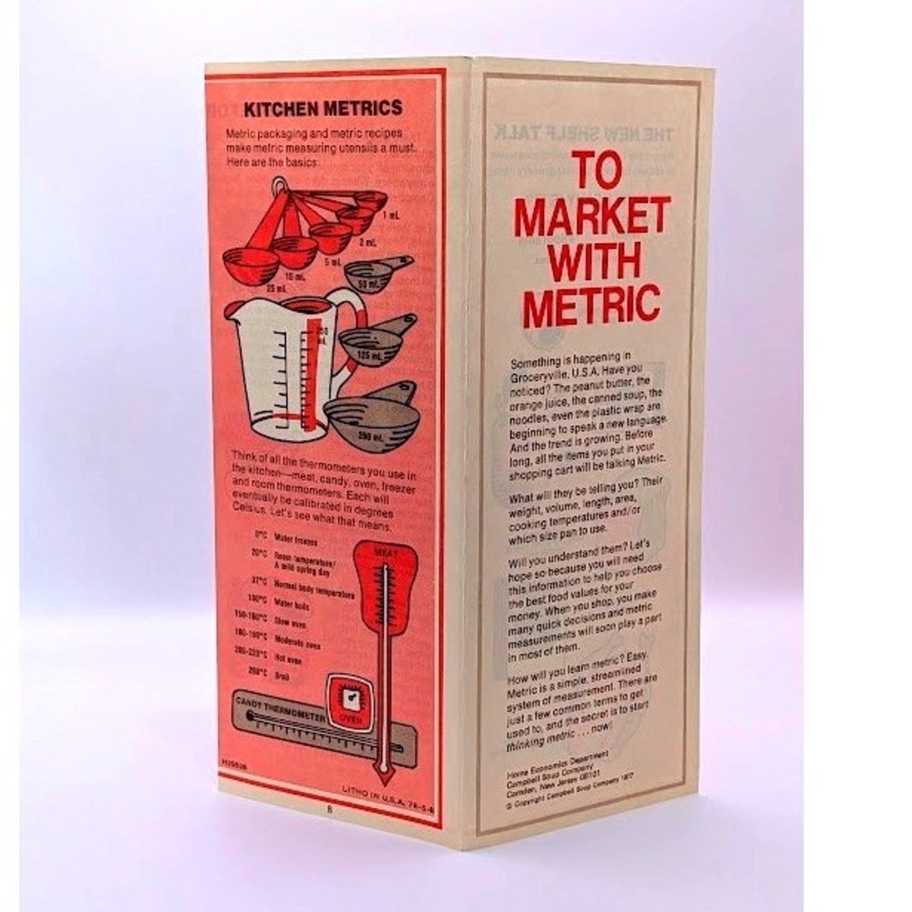 Vintage 1977 Campbell's Soup Metric System Pamphlet, Retro Recipe Ephemera 70s